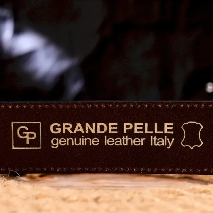 Красивий чоловічий ремінь із натуральної шкіри Grande Pelle 21460 Коричневий