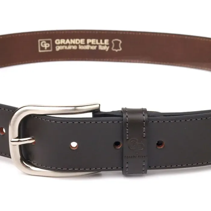Красивий чоловічий ремінь із натуральної шкіри Grande Pelle 21460 Коричневий