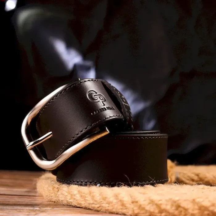 Красивий чоловічий ремінь із натуральної шкіри Grande Pelle 21460 Коричневий