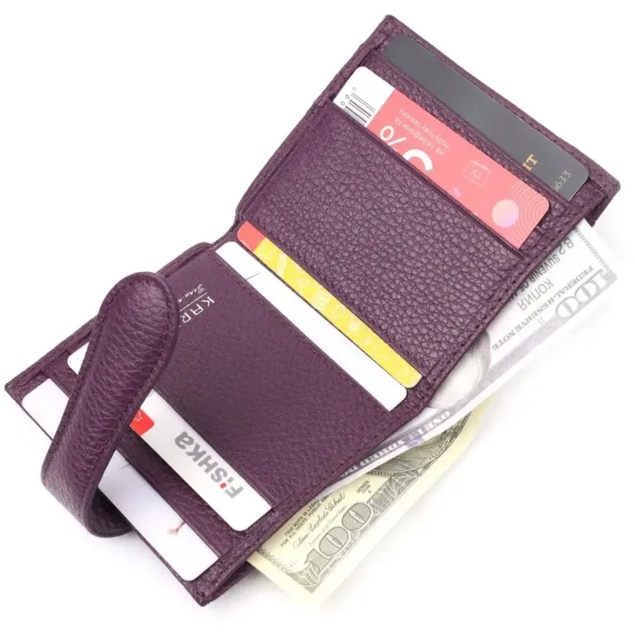 Красивый женский бумажник из натуральной кожи KARYA 20944 Сиреневый