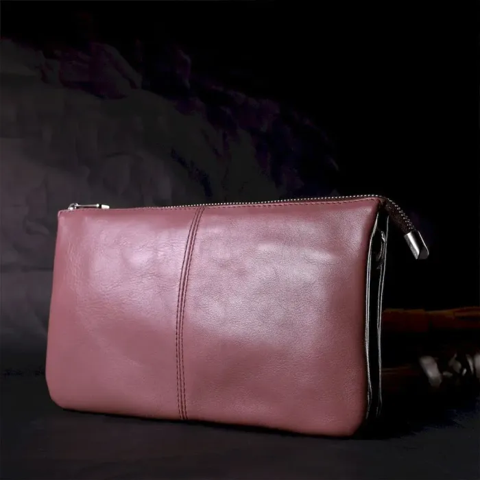 Красивий жіночий клатч із натуральної шкіри GRANDE PELLE 11634 Пудровий