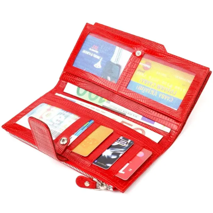 Красивый женский кошелек из натуральной фактурной кожи CANPELLINI 21646 Красный