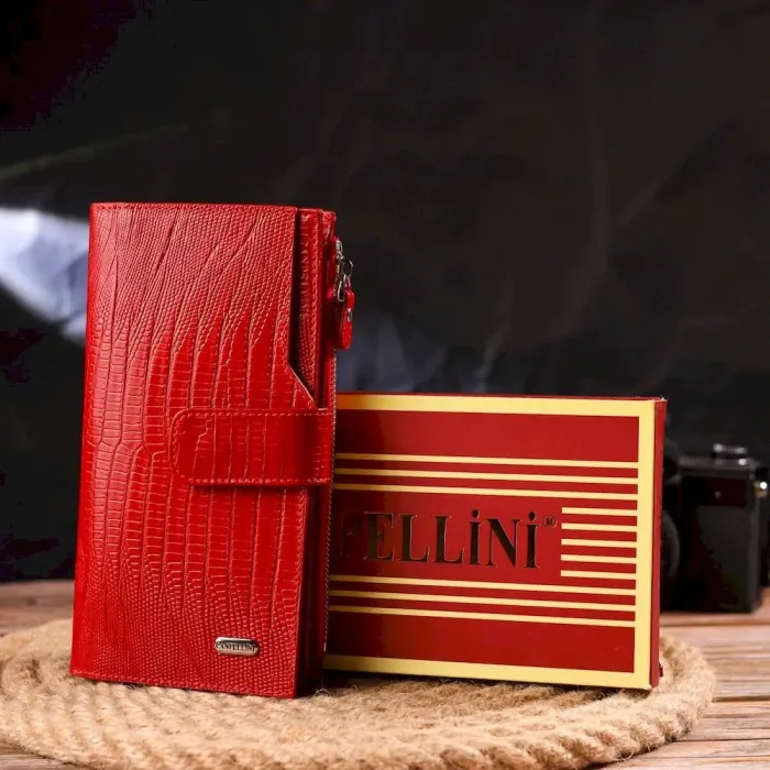Красивый женский кошелек из натуральной фактурной кожи CANPELLINI 21646 Красный