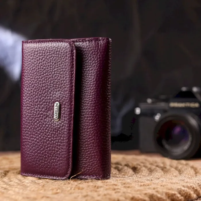 Красивий жіночий гаманець із натуральної шкіри флотар CANPELLINI 21589 Фіолетовий