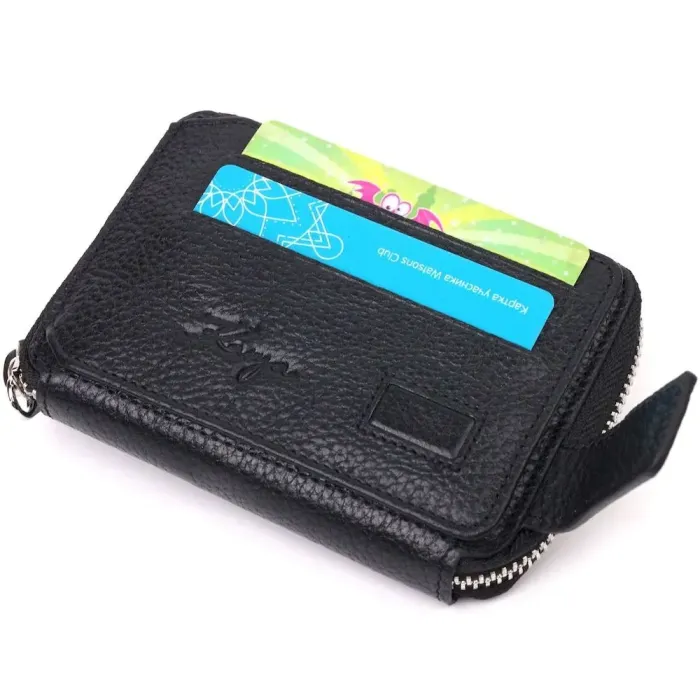 Красивый женский кошелек на молнии из натуральной кожи KARYA 21343 Черный