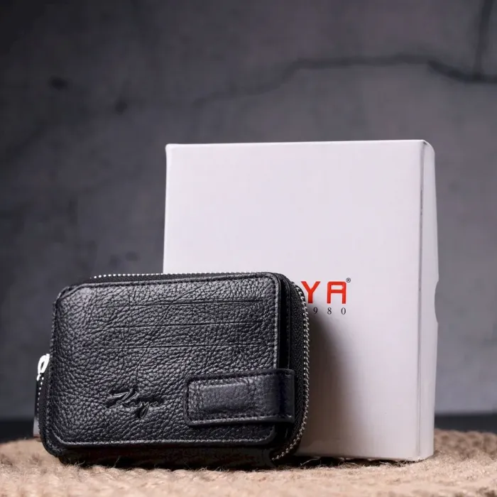 Красивый женский кошелек на молнии из натуральной кожи KARYA 21343 Черный