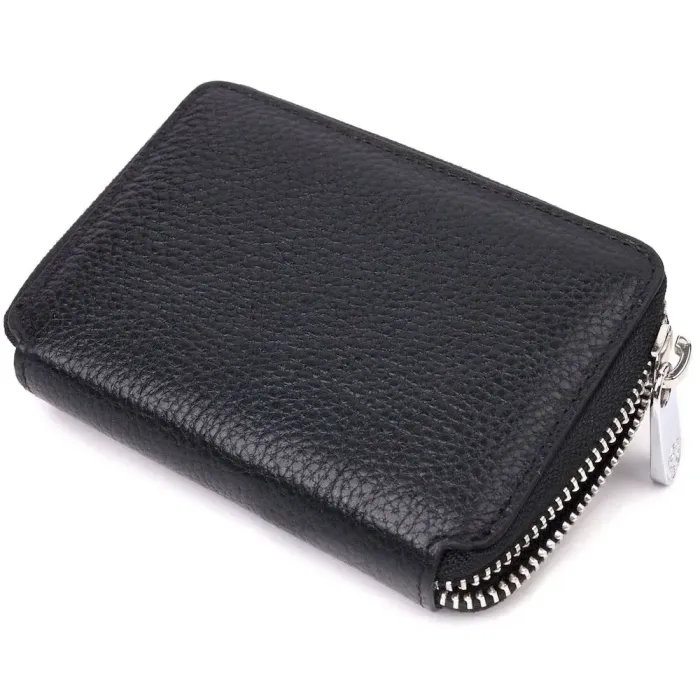 Красивый женский кошелек на молнии из натуральной кожи KARYA 21343 Черный