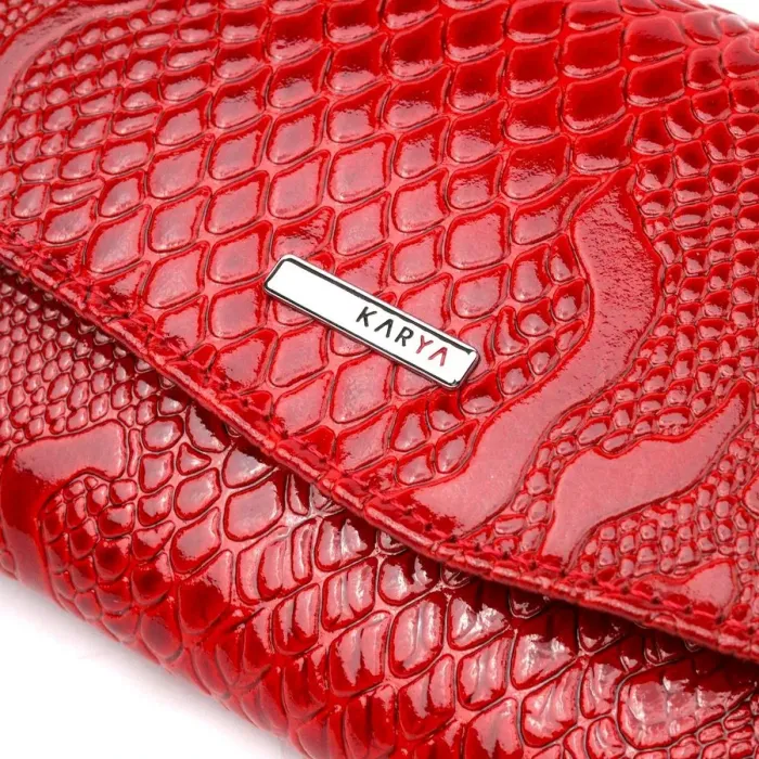 Красивий жіночий гаманець з клапаном із фактурної шкіри KARYA 21112 Червоний