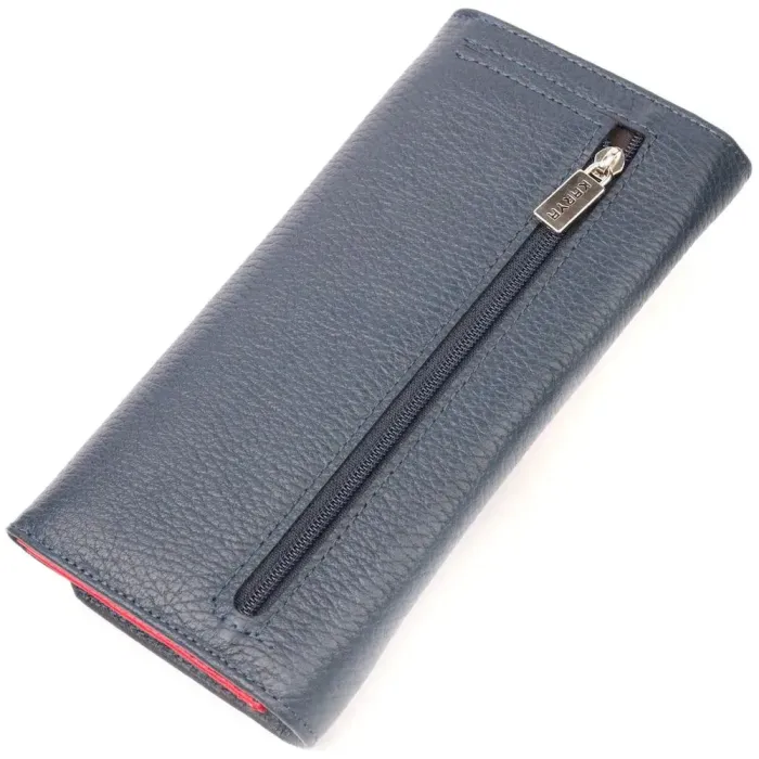 Красивий жіночий гаманець з клапаном із натуральної KARYA 21144 Синій