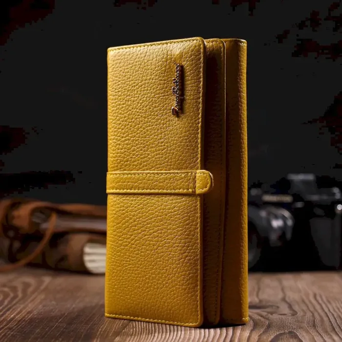 Красочный женский кошелек с большим количеством отделений из натуральной кожи Tony Bellucci 21960 Желтый