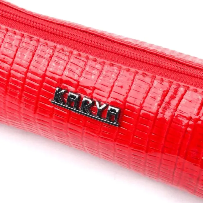 Лакована ключниця з натуральної фактурної шкіри KARYA 21220 Червоний