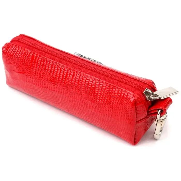 Лакована ключниця з натуральної фактурної шкіри KARYA 21220 Червоний