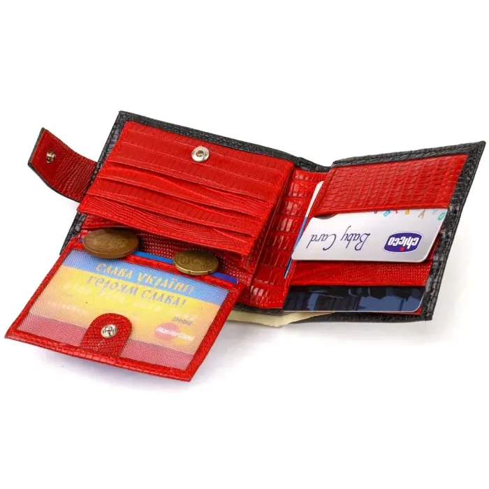 Лаковане компактне портмоне для чоловіків із натуральної фактурної шкіри CANPELLINI 21751 Чорне