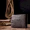Лакированное мужское портмоне с хлястиком из натуральной фактурной кожи KARYA 21082 Коричневый
