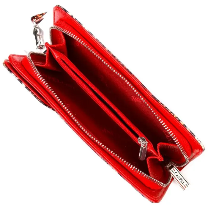 Лакированное портмоне клатч из натуральной кожи с тиснением под змею CANPELLINI 21541 Разноцветное