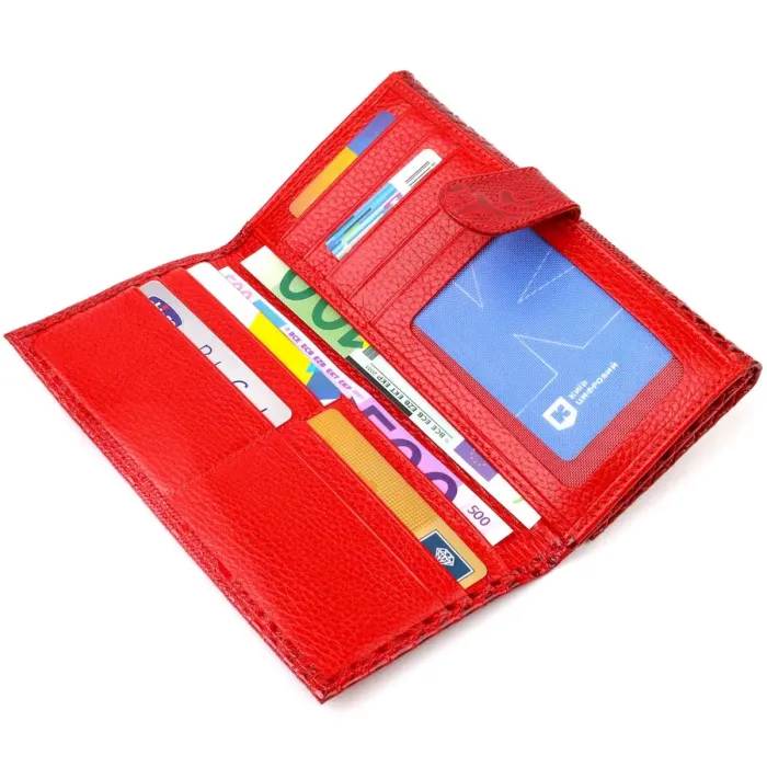 Лаковане жіноче портмоне з натуральної шкіри з тисненням під змію CANPELLINI 21850 Червоний