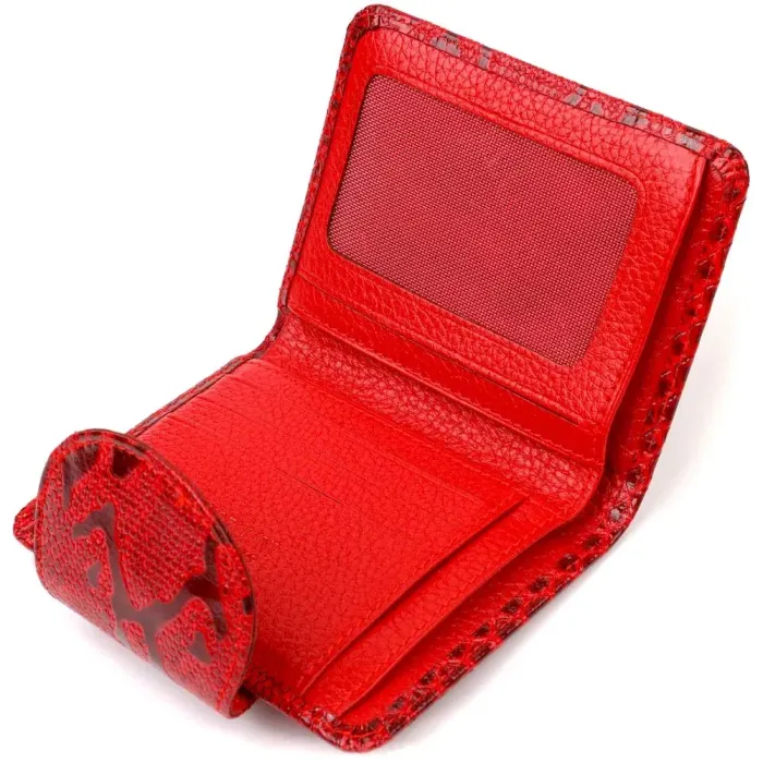 Лаковане жіноче портмоне середнього розміру з натуральної шкіри з тисненням під змію CANPELLINI 21810 Червоне