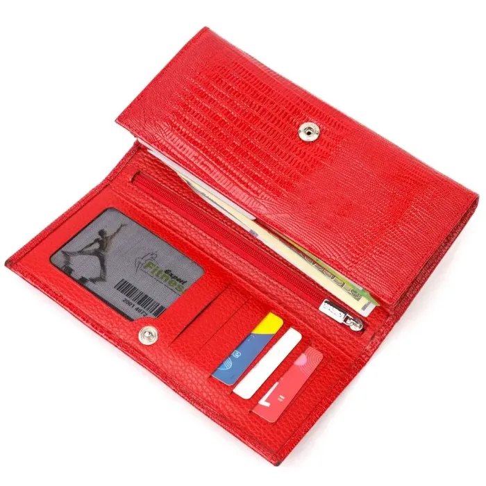 Лакований горизонтальний гаманець із фактурної натуральної шкіри KARYA 21171