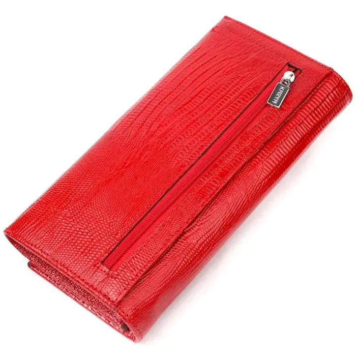 Лакований горизонтальний гаманець із фактурної натуральної шкіри KARYA 21171