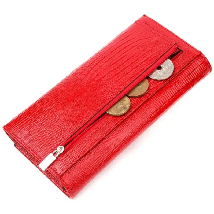 Лакований горизонтальний гаманець із фактурної натуральної шкіри KARYA 21171