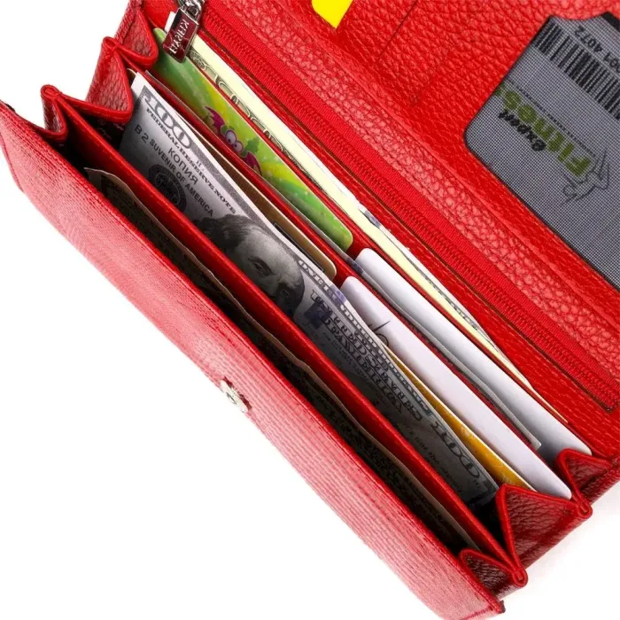 Лакований горизонтальний гаманець із фактурної натуральної шкіри KARYA 21171