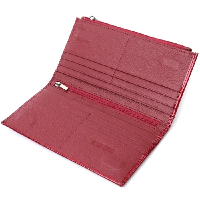 Лакований яскравий гаманець з фактурою під рептилію з натуральної шкіри ST Leather 22715