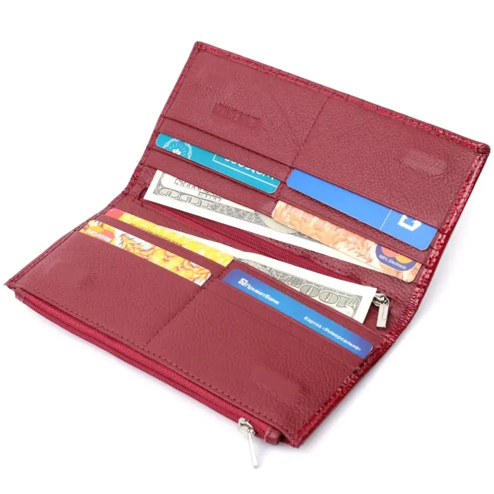 Лакований яскравий гаманець з фактурою під рептилію з натуральної шкіри ST Leather 22715