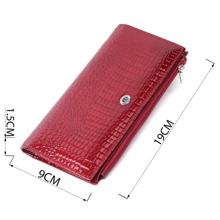 Лакований яскравий гаманець з фактурою під рептилію з натуральної шкіри ST Leather 22715