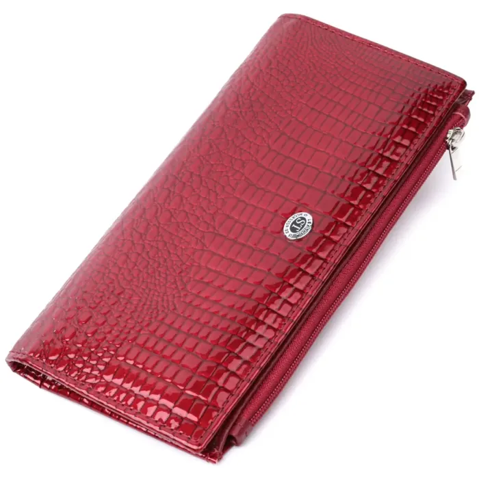Лакований яскравий гаманець з фактурою під рептилію з натуральної шкіри ST Leather 22715