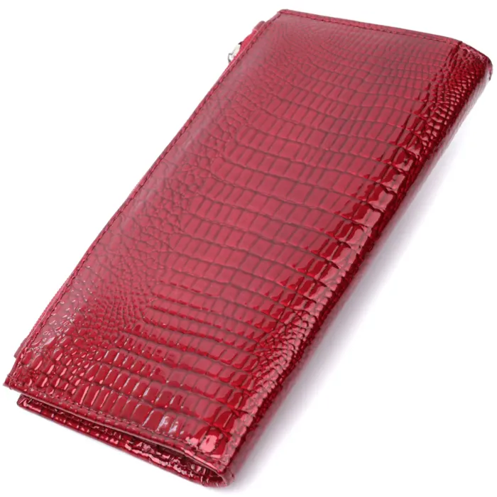 Лакований яскравий гаманець з фактурою під рептилію з натуральної шкіри ST Leather 22715