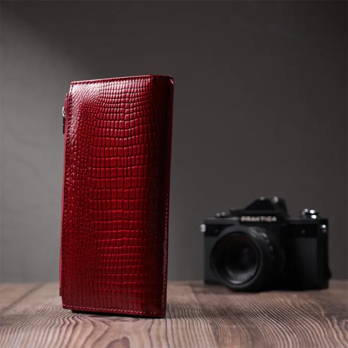 Лакований яскравий гаманець з фактурою під рептилію з натуральної шкіри ST Leather 22715