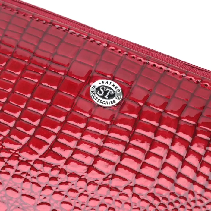 Лакований яскравий гаманець з фактурою під рептилію з натуральної шкіри ST Leather 22715
