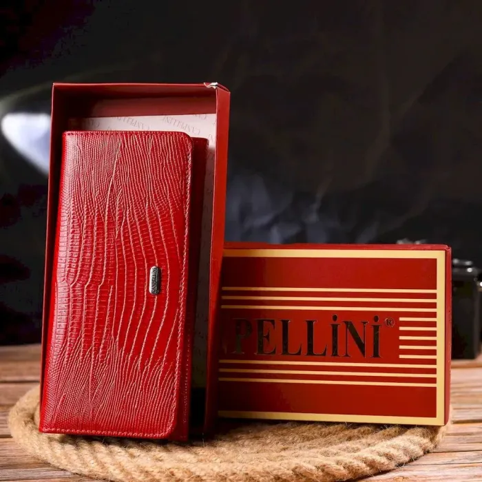 Лакований гаманець для жінок із натуральної фактурної шкіри CANPELLINI 21609 Червоний