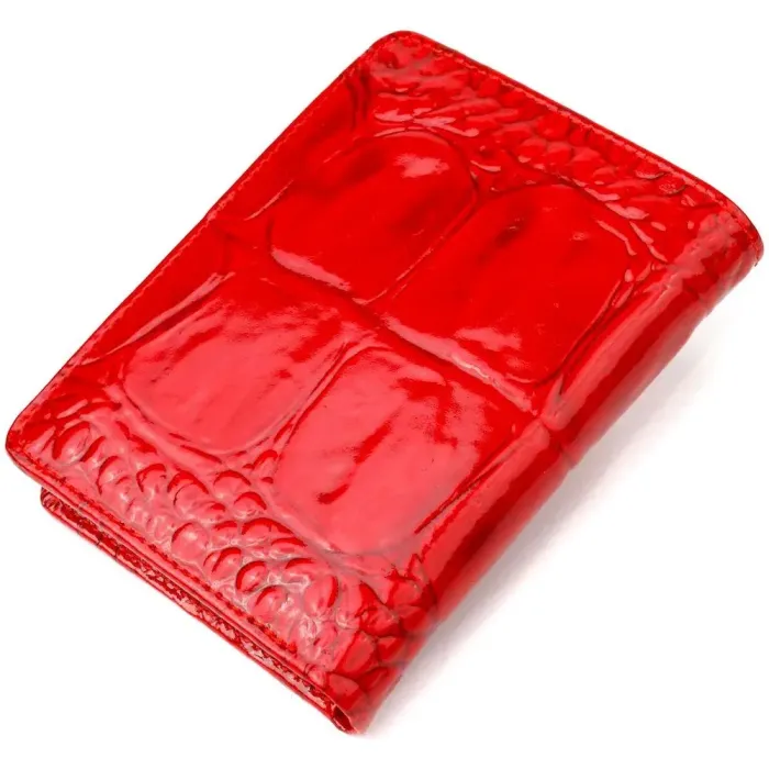 Лакований вертикальний жіночий гаманець з натуральної шкіри з тисненням під крокодила CANPELLINI 21681