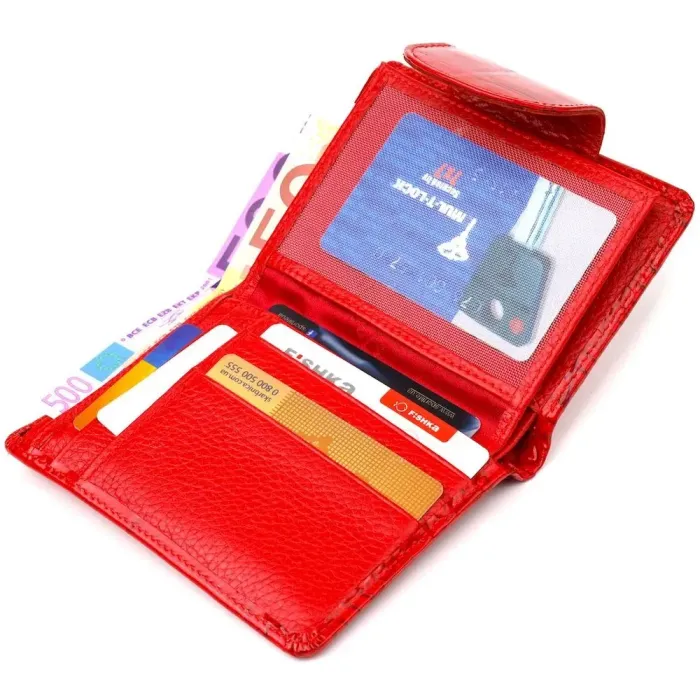 Лакований вертикальний жіночий гаманець з натуральної шкіри з тисненням під крокодила CANPELLINI 21681