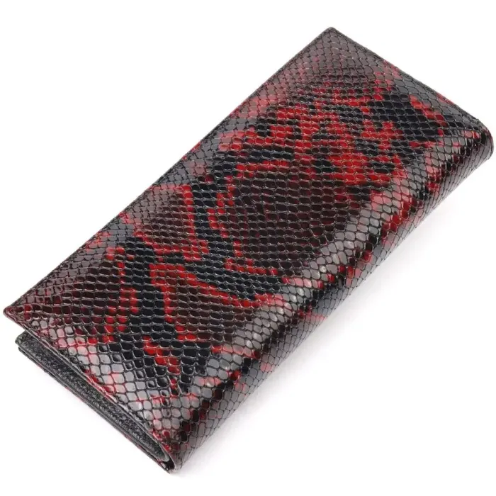 Лакований жіночий горизонтальний гаманець з натуральної шкіри під рептилію KARYA 21099