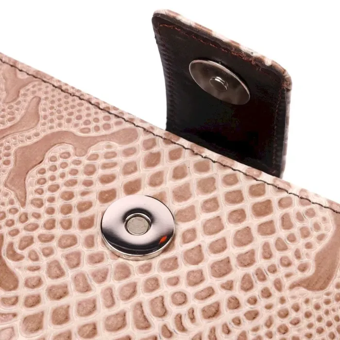 Лакированный женский кошелек из натуральной фактурной кожи KARYA 21026 Бежевый