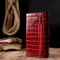 Лакированный женский кошелек из натуральной фактурной кожи под крокодила KARYA 21022 Красный