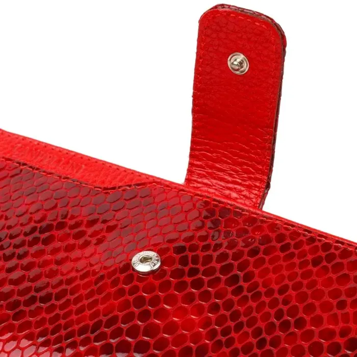 Лакований жіночий гаманець із натуральної шкіри з тисненням під змію CANPELLINI 21639 Червоний