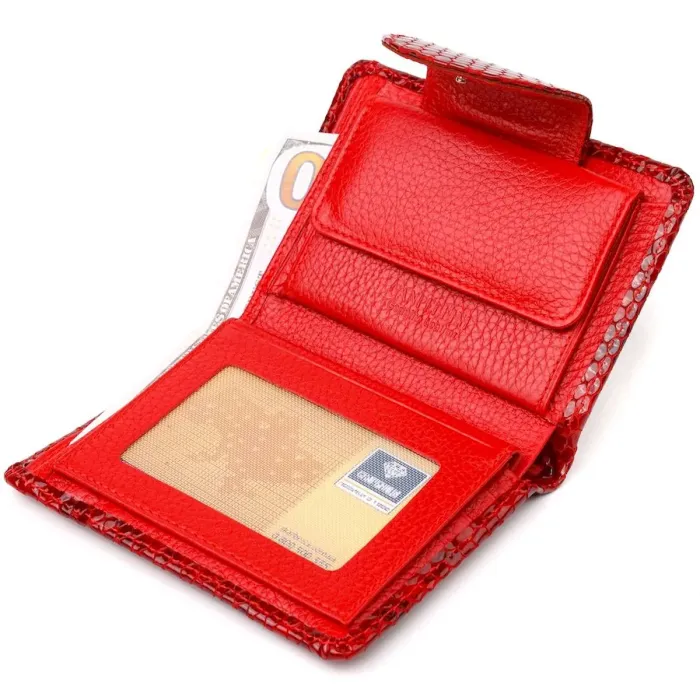 Лакований жіночий гаманець з натуральної шкіри з тисненням під змію CANPELLINI 21682