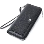 Лакований жіночий гаманець на блискавці із натуральної шкіри ST Leather 22678 Чорний