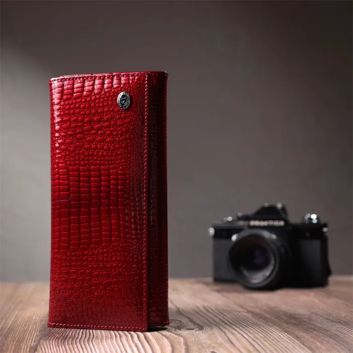 Лакований жіночий гаманець з фактурою під рептилію з натуральної шкіри ST Leather 22717