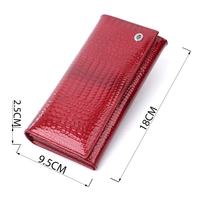 Лакований жіночий гаманець з фактурою під рептилію з натуральної шкіри ST Leather 22717