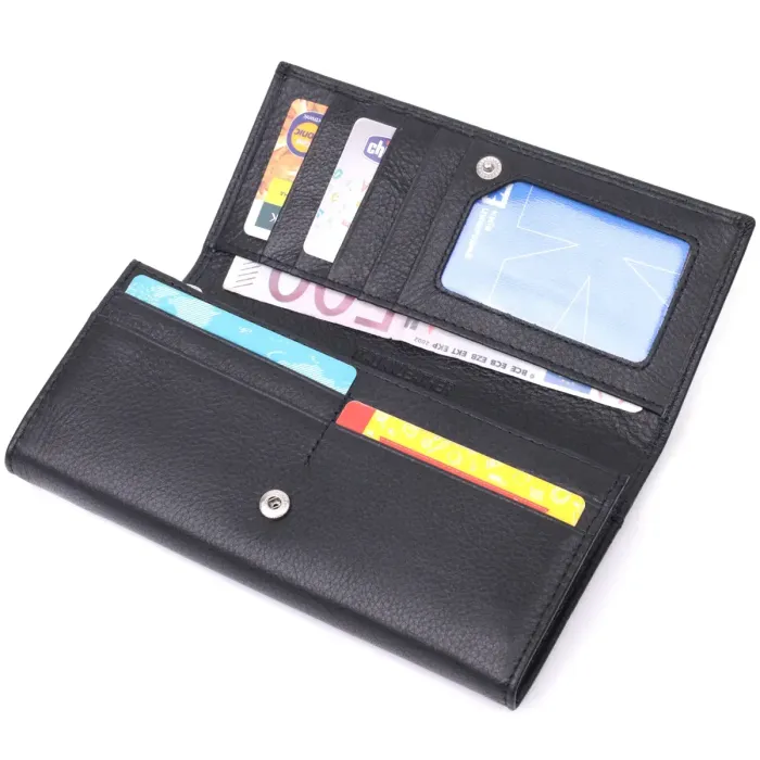 Лаконічний жіночий гаманець горизонтального формату із натуральної шкіри ST Leather 22513 Чорний