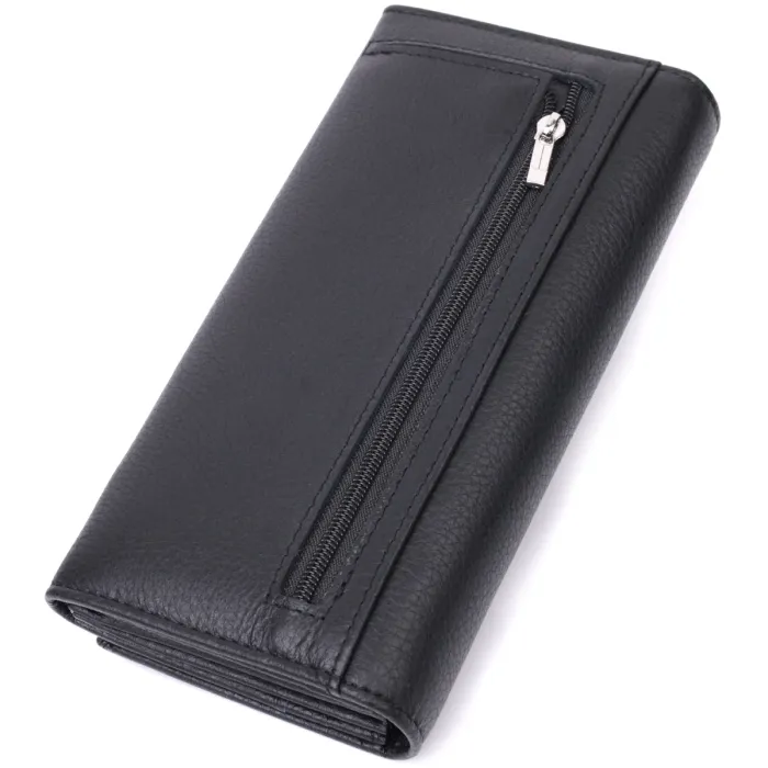 Лаконічний жіночий гаманець горизонтального формату із натуральної шкіри ST Leather 22513 Чорний