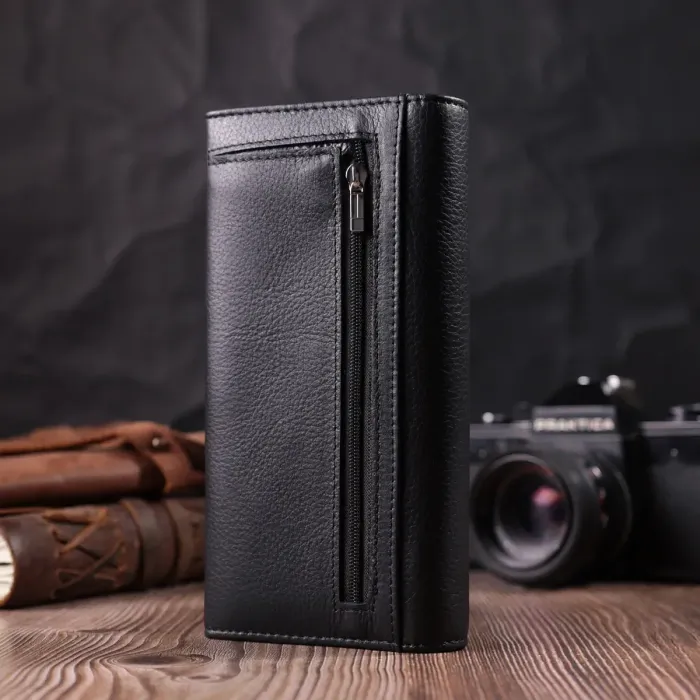 Лаконічний жіночий гаманець горизонтального формату із натуральної шкіри ST Leather 22513 Чорний