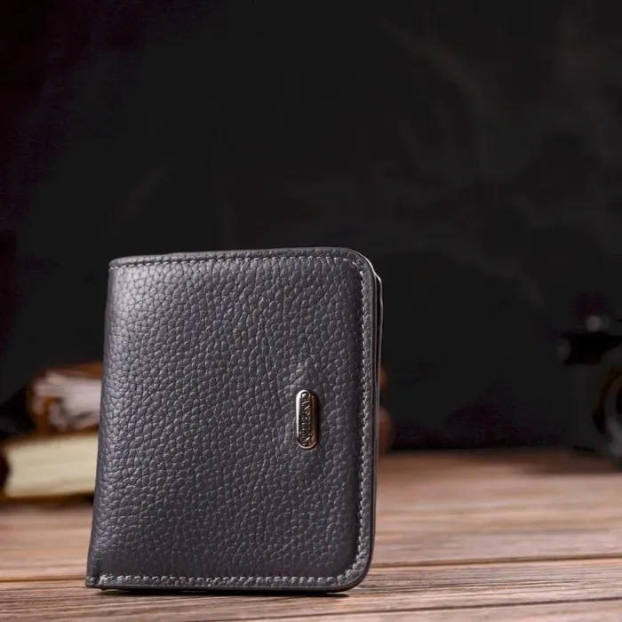 Короткий жіночий гаманець невеликого розміру з натуральної шкіри флотар CANPELLINI 21801 Сірий