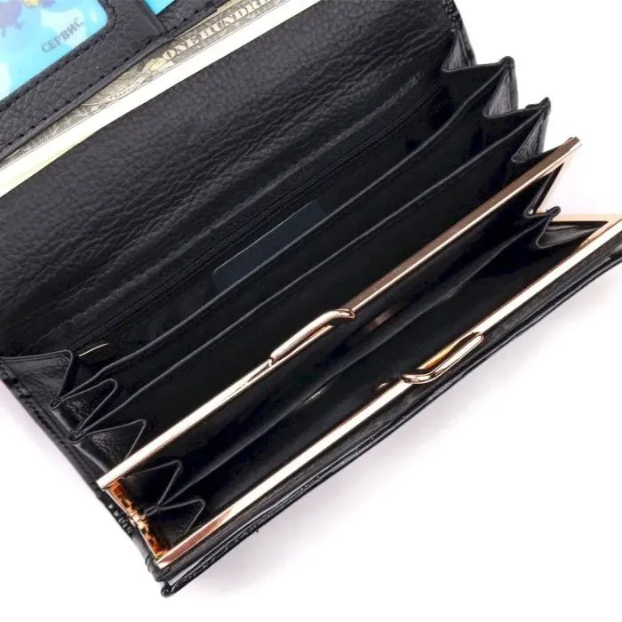 Лаковий жіночий гаманець з візитницею ST Leather 19403 Чорний