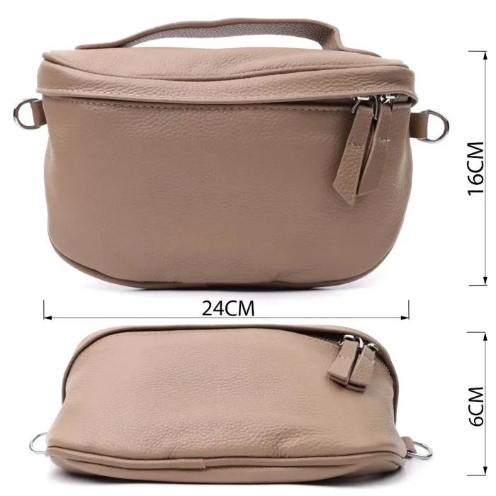 Летняя женская сумка через плечо в классическом цвете из натуральной кожи Vintage 22657 Бежевая