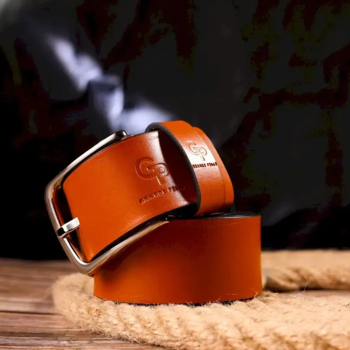 Люксовий ремінь для чоловіків з натуральної шкіри Grande Pelle 21473 Рудий